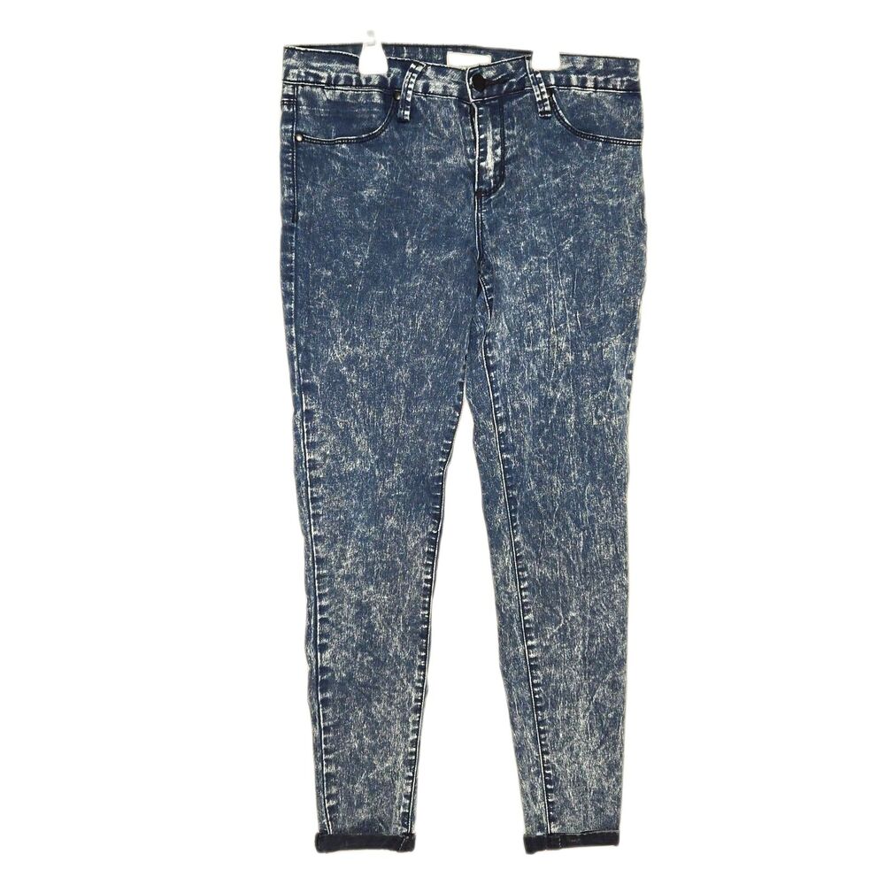Forever 21 Acid Wash Skinny Jeans Jeggings | Women's Size 27 | Blue Ankle Crop